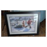 Framed Winter Scene Signed Painting