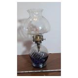 Glass Oil Lamp with Blue Base