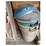 Two Plastic Trash Cans with Lids