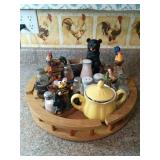 Wooden Lazy Susan With Collection