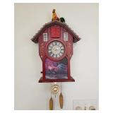 Wooden Rooster Theme Wall Clock