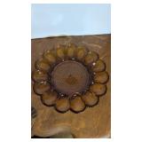 Amber Glass Deviled Egg Plate