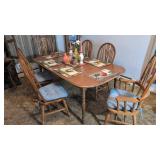 Wood Dining Table with Six Chairs