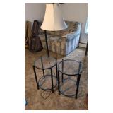 Glass-Top End Tables with Lamp