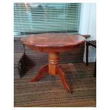 2- Round Wooden Pedestal Tables