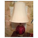 32-Inch Table Lamp with Red Glass Base