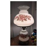 Floral Glass Hurricane Lamp