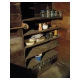 Wooden Shelving With Miscellaneous Items