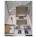 Typewriter, Clamps, and Tool Set