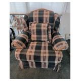 Plaid Upholstered Recliner Chair