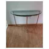 Glass-Top Brass Console Table