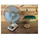 Table Fan and Bankerï¿½s Lamp Set