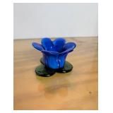 Blue and Green Art Glass Candle Holder