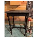 Wooden Side Table with Turned Legs