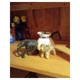 Elephant Figures and Coffee Pot