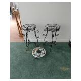 Two Wrought Iron Plant Stands