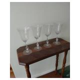 Four Etched Glass Goblets