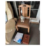 Wooden Chair, Lamp, and Boxes