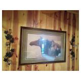 Framed Horse Artwork With Sconces