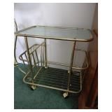 Brass and Glass Rolling Cart