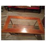 Glass-Top Wood Coffee Table