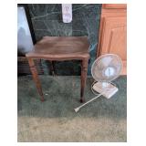 Small Wooden Table and Fan