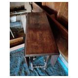 Drop-Leaf Wooden Table With Turned Legs