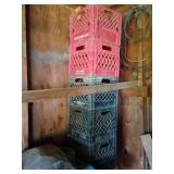 Stacked Plastic Milk Crates