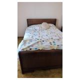 Full Wooden Sleigh-Style Bed Frame