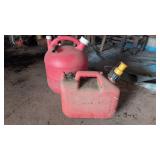 Two Red Plastic Gas Cans