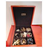 Costume Jewelry Lot in Wooden Box