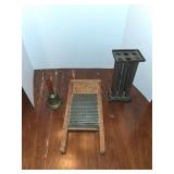 Decorative Bell, Washboard, and Vase Set
