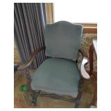 Wooden Armchair With Upholstered Seat