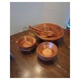 Wooden Salad Bowl Set with Utensils