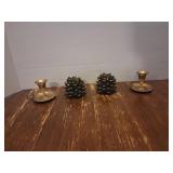 Brass-Toned Candle Holders Set