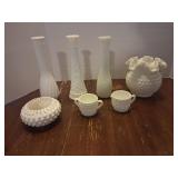 Seven Milk Glass Pieces