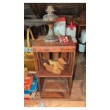 Rustic Wooden Shelf with Oil Lamp