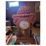 Wooden Mantel Clock with Glass Face