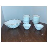 White Embossed Bowl and Dish Set