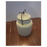 Stoneware Jar with Metal Handle