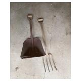 Vintage Metal Shovel and Pitchfork
