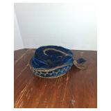 Vintage Blue Velvet Hat with Trim