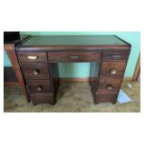 Wooden Desk with Six Drawers