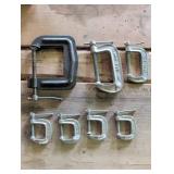 Seven Metal C-Clamps