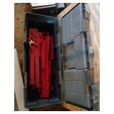 Plastic Toolbox with Red Metal Pieces