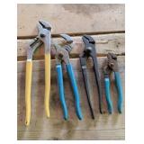 Four Tongue-and-Groove Pliers