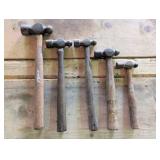 Five Vintage Ball Peen Hammers