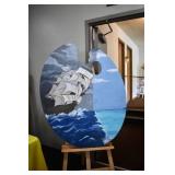 Large Paint Palette Decor with Ship