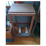 Wooden Slatted Plant Stand on Casters