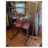 Three Garment Racks and Assorted Hangers